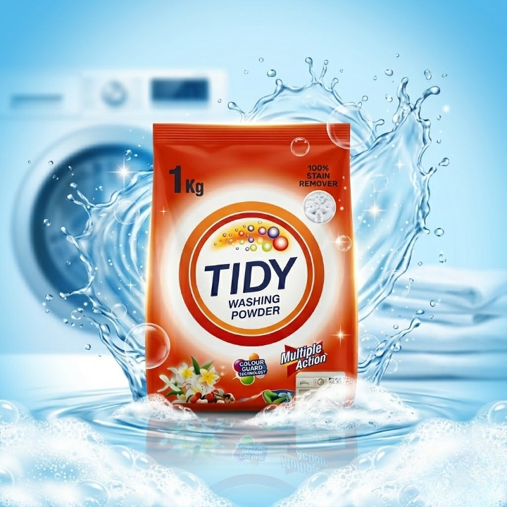 Tidy Washing Powder 1KG �100% Stain Remover & Multiple Action Formula for Machine & Hand Wash