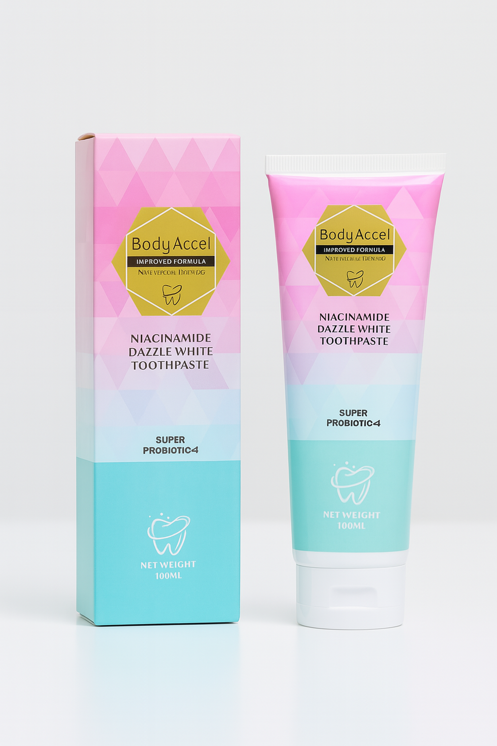 Body Accel Niacinamide Whitening Toothpaste 100ml �Advanced Stain Removal With Probiotics For Bright Smile & Fresh Breath