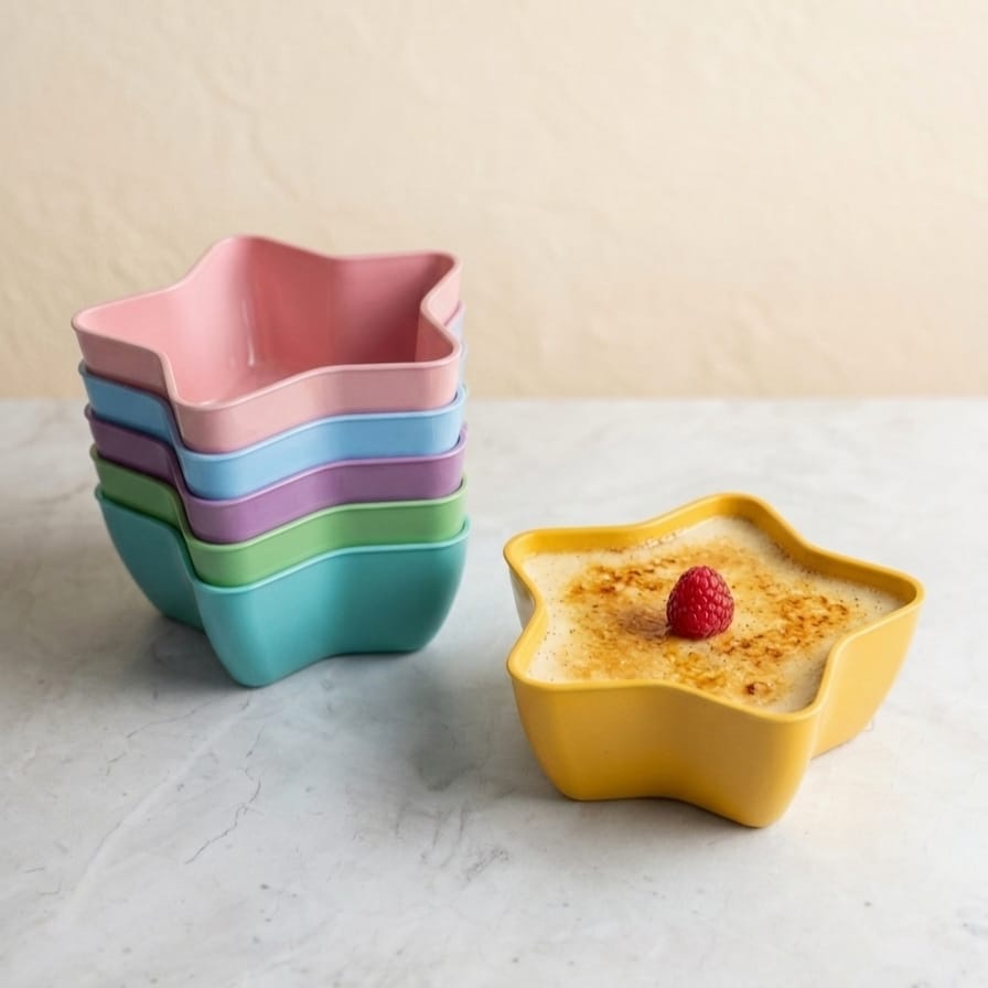 1 PCs Custard Star Bowl Elegant Design Dessert Serving Bowl for Custard Pudding Fruit and Sweets (Random Color)