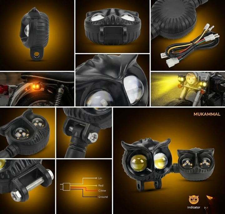 Universal Owl Fog Light & 4 Owl Indicator Set for 70CC, 125CC, and Universal Motorcycles