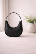 Half Moon Shoulder Bag Minimalist Elegant Handbag for Women �Black