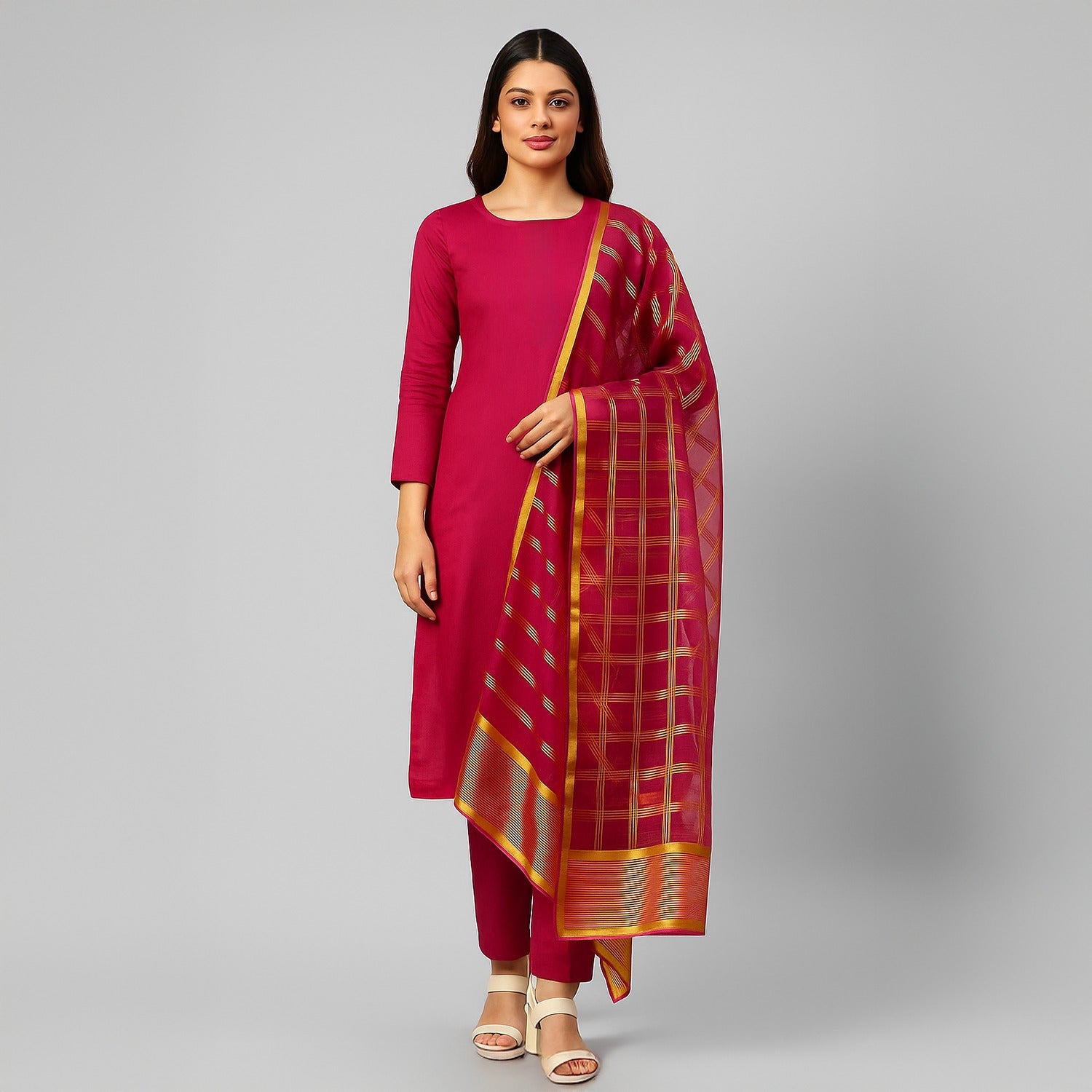 Premium Katan Silk Unstitched 3 Piece Suit