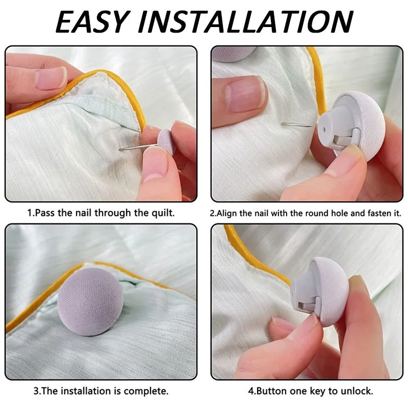 Premium Mushroom-Style Bedsheet Clips �Pack of 4 Elastic Quilt & Sheet Fixer Buckles (Random Color)