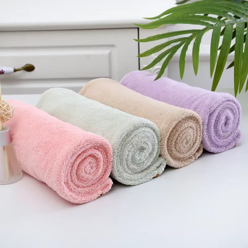 Hair Drying Towel Cap �Quick Dry, Soft & Absorbent Turban Wrap for Women | Anti-Frizz Hair Wrap Towel for Bathroom & Salon Use (Random Color)