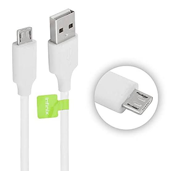 Infinix Copper Fast Charging Micro USB Data Cable �Durable White Charging & Sync Cable for Android Devices