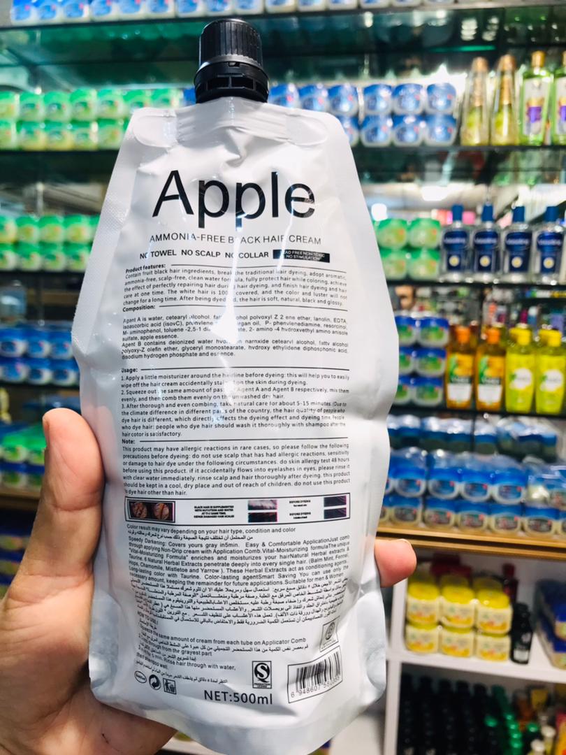 MOKERU Professional Apple Hair Dye | Natural Black Hair Color 500ml + 500ml