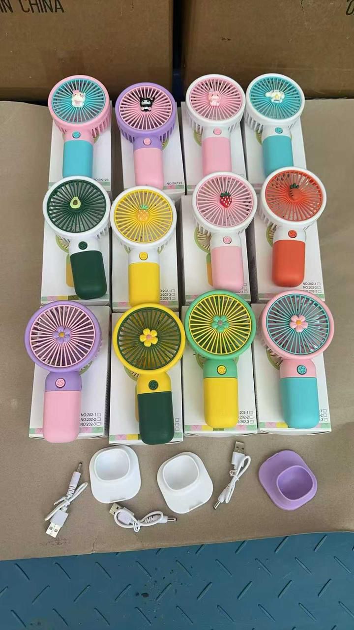 Premium Large Size Portable Handheld Fan �High-Speed USB Rechargeable Cooling Fan with Cute Fruit Design (Random Color & Box)