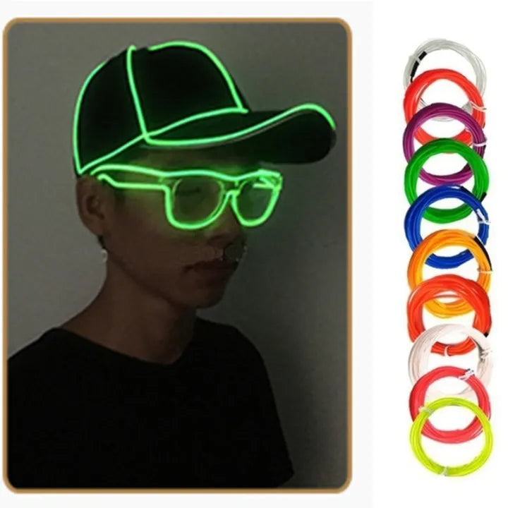 Glowing Wire led strip Atmosphere light for DIY Flexible AUTO interior Lamp Party Decoration Lights Neon Strips(Cell Operated) (Random Color)