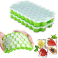 Silicon Ice Cube Tray With Lid | 36-Cube Honeycomb Shape Ice Mold | Durable Freezer Tray With Cover | Random Color