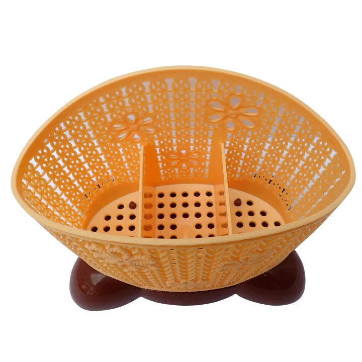 3-Compartment Dinnerware & Cutlery Organizer Basket (Random Color)