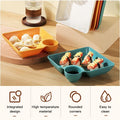 4 Pcs Snack Plate Set | Clear Plastic Dinner Plates, Condiment Containers & Serving Trays | Random Colour