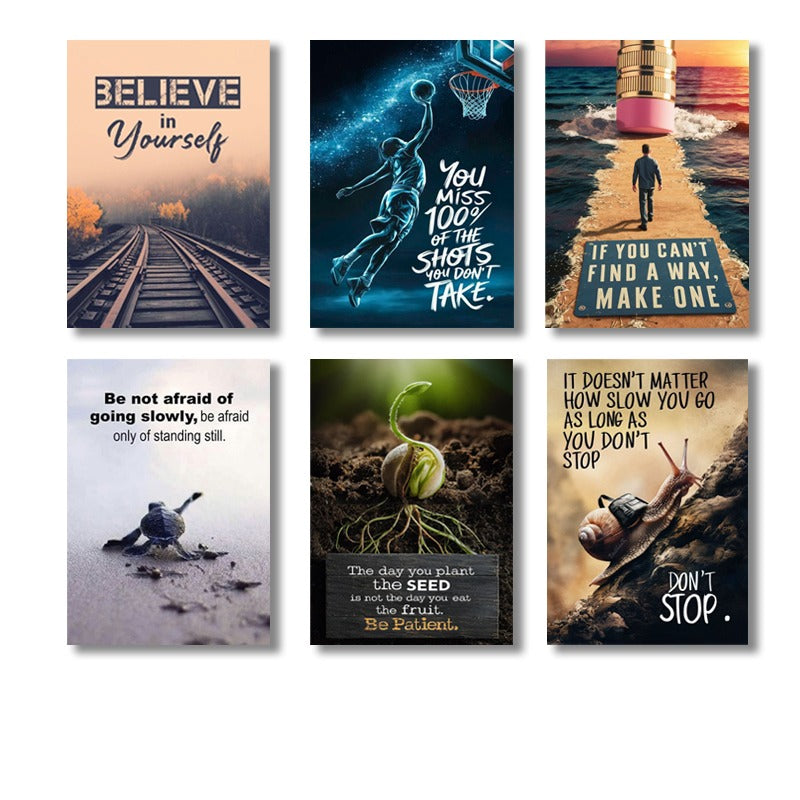 6 PC Wall Decor Cardboard Phototiles With Double Tape For Back Sticking Motivational Quotes With Images(8*11size)