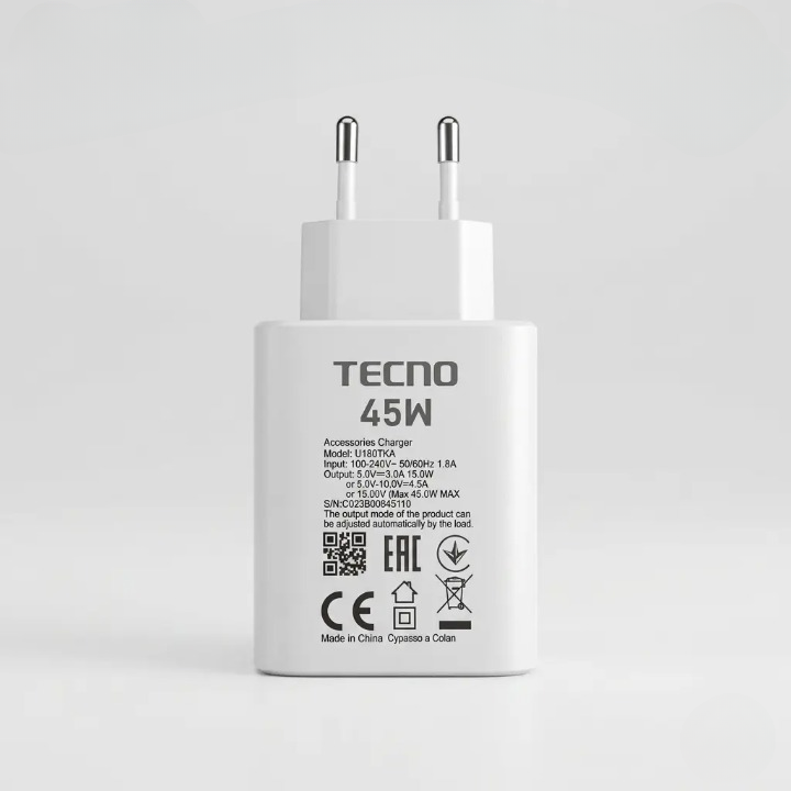 Tecno 45W Original Fast Charging Power Adapter
