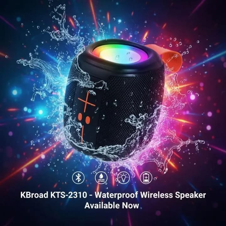 KTS-2310 Waterproof RGB Bluetooth Speaker �Portable Outdoor Wireless Speaker with Deep Bass & LED Light Up Display