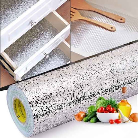 Silver Foil Kitchen Waterproof & Oil Proof Sticker | Aluminum Foil Self-Adhesive Sheet for Stove, Cabinets & Walls �Heat Resistant Wallpaper (60?200cm)