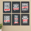6 PC Wall Decor Cardboard Phototiles With Double Sided Back Sticking Build Your Body Gym Quotes(8*11size)