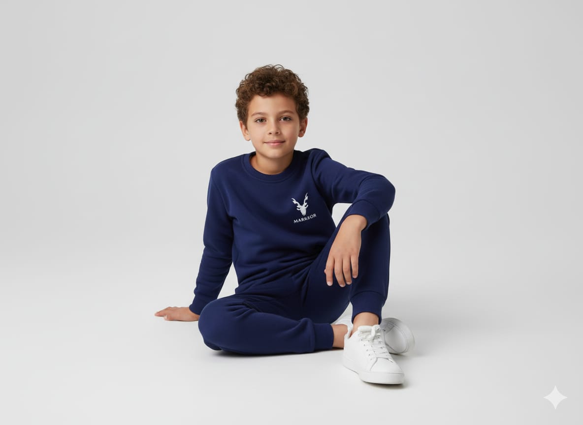 Winter Kids Markhor Printed Tracksuit | Full Sleeves Round Neck T-Shirt & Trouser Set �Warm, Stylish & Comfortable Outfit small