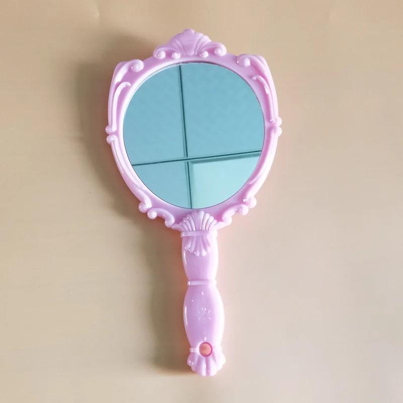 classic handheld makeup mirrors cosmetics sculpture painting decor mirror home decor .. wooden style pocket and purse mirror (Random color)