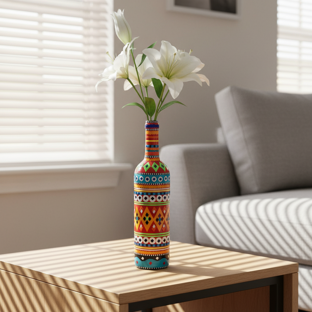 Traditional Truck Art Decorative Glass Bottle Vase – photo 2