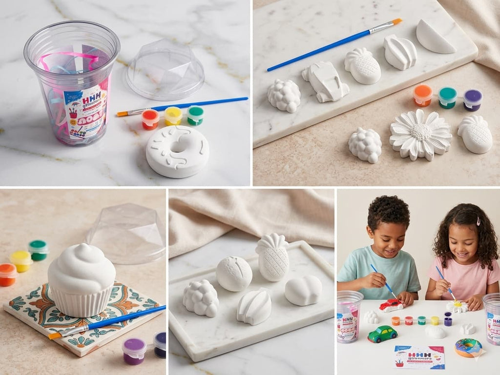 DIY Paint Kit For Kids Creative Play And Party Favors With Unpainted Plaster Figures Daisy Grapes Pineapple