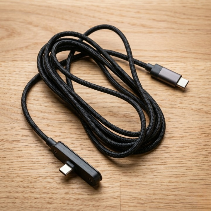240W Ultra Fast USB-C to USB-C Charging Cable with Built-in Foldable Phone Stand �Premium Braided Data Cord