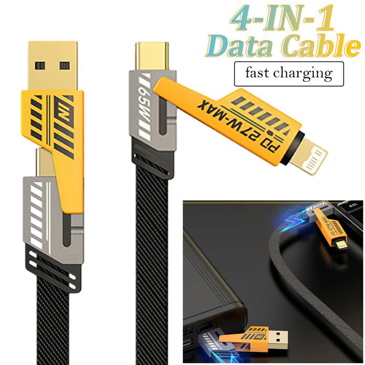 4-in-1 Multi USB Charging Cable �USB-C to USB-C, USB-C to Lightning, USB-A to USB-C, USB-A to Lightning | Fast PD Charger Cord for iPhone, iPad, Samsung, MacBook