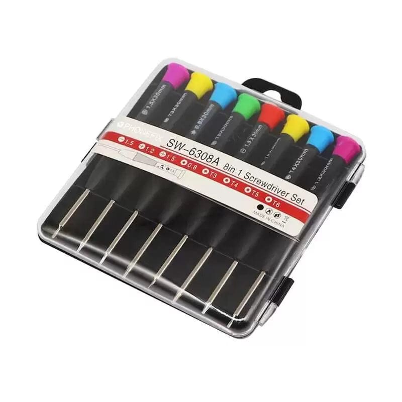 Screwdriver Set 8 in 1 SW-6308A | Mobile Repairing Kit | Torx, Star, Cross & Slotted Screwdrivers