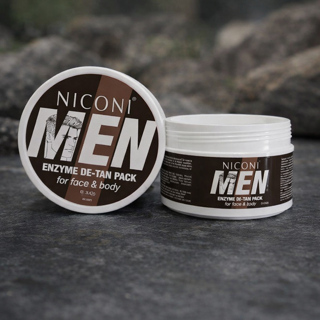 NICONI MEN Enzyme De-Tan Pack for Face & Body �Deep Cleansing & Skin Brightening Tan Removal Cream - 300g