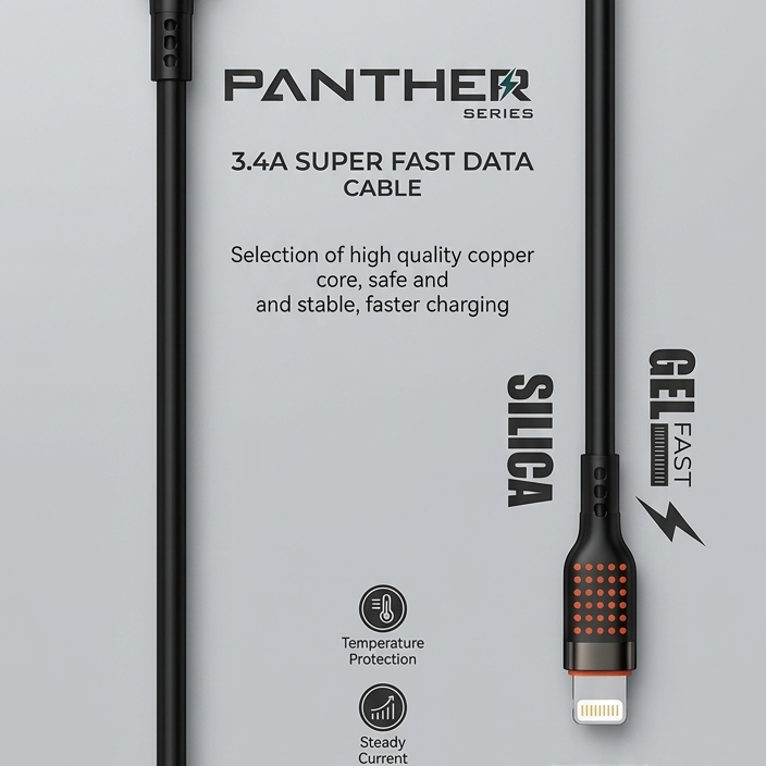 SOVO SC-009 Panther Series iPhone Data Cable �Super Fast Charging & Durable Silica Gel Build