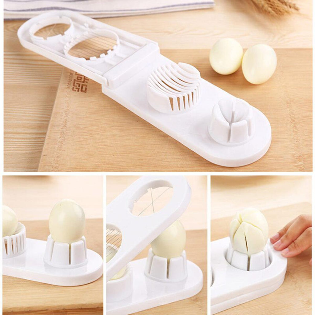 2-in-1 Egg Cutter & Slicer �Boiled Egg Slicing Machine with Stainless Steel Cutting Wires, Kitchen Cooking Tool | Random Color