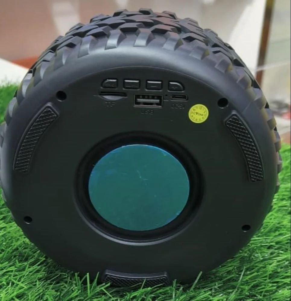 High-Powered Tyre-Shaped Bluetooth Speaker with Deep Extra Bass �Portable Wireless Speaker with Dynamic Sound, LED Lights &amp; Unique Tyre Design for Home, Car, and Outdoor Use