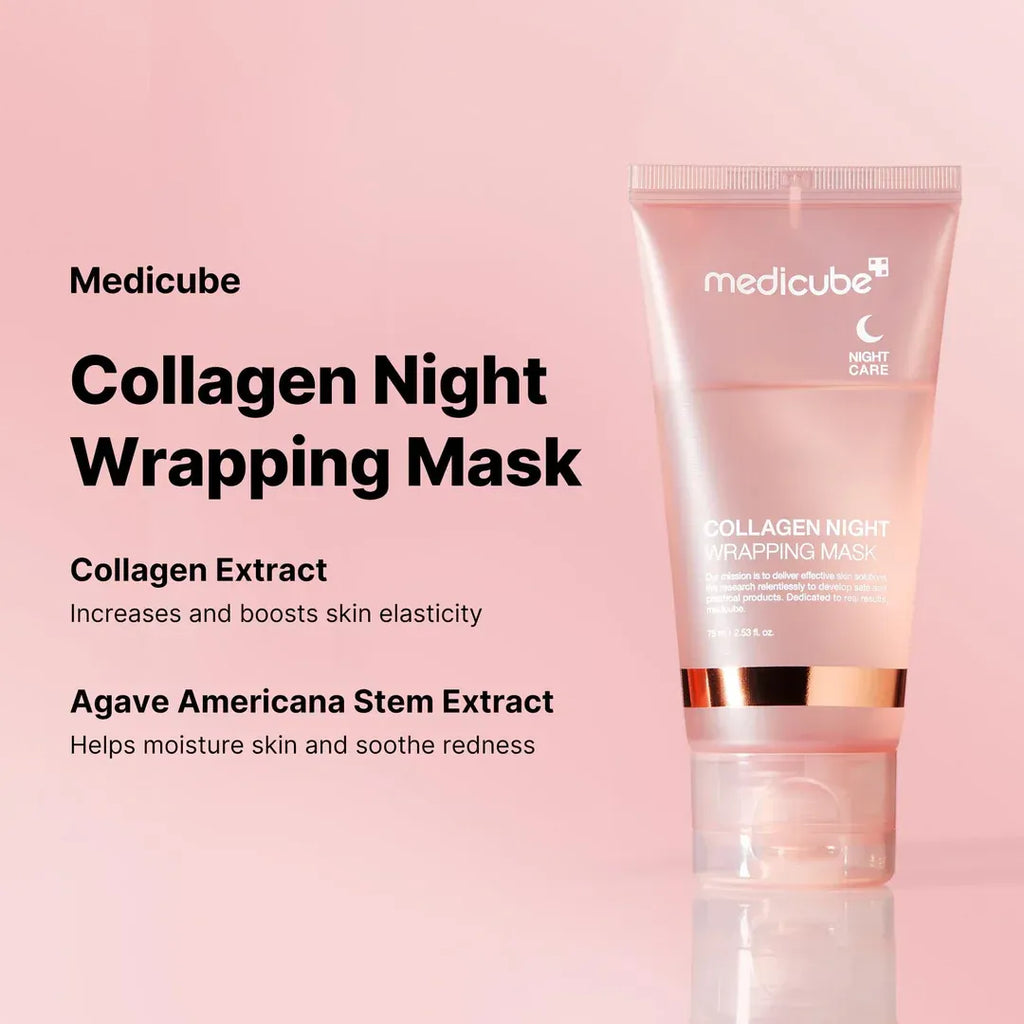 Medicube Collagen Overnight Wrapping Peel Off Facial Mask Pack 75ml Korean Skincare For Radiant Hydrated Skin - Made In Korea