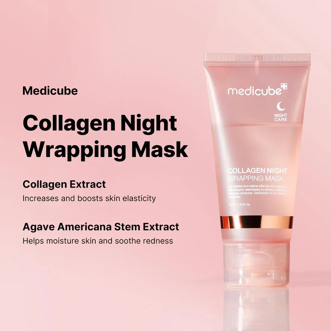 Medicube Collagen Overnight Wrapping Peel Off Facial Mask Pack 75ml Korean Skincare For Radiant Hydrated Skin - Made In Korea