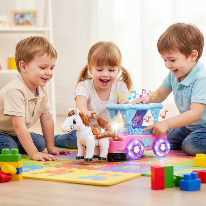 Cartoon Flash Carriage Musical Toy �Light & Sound Fun for Kids