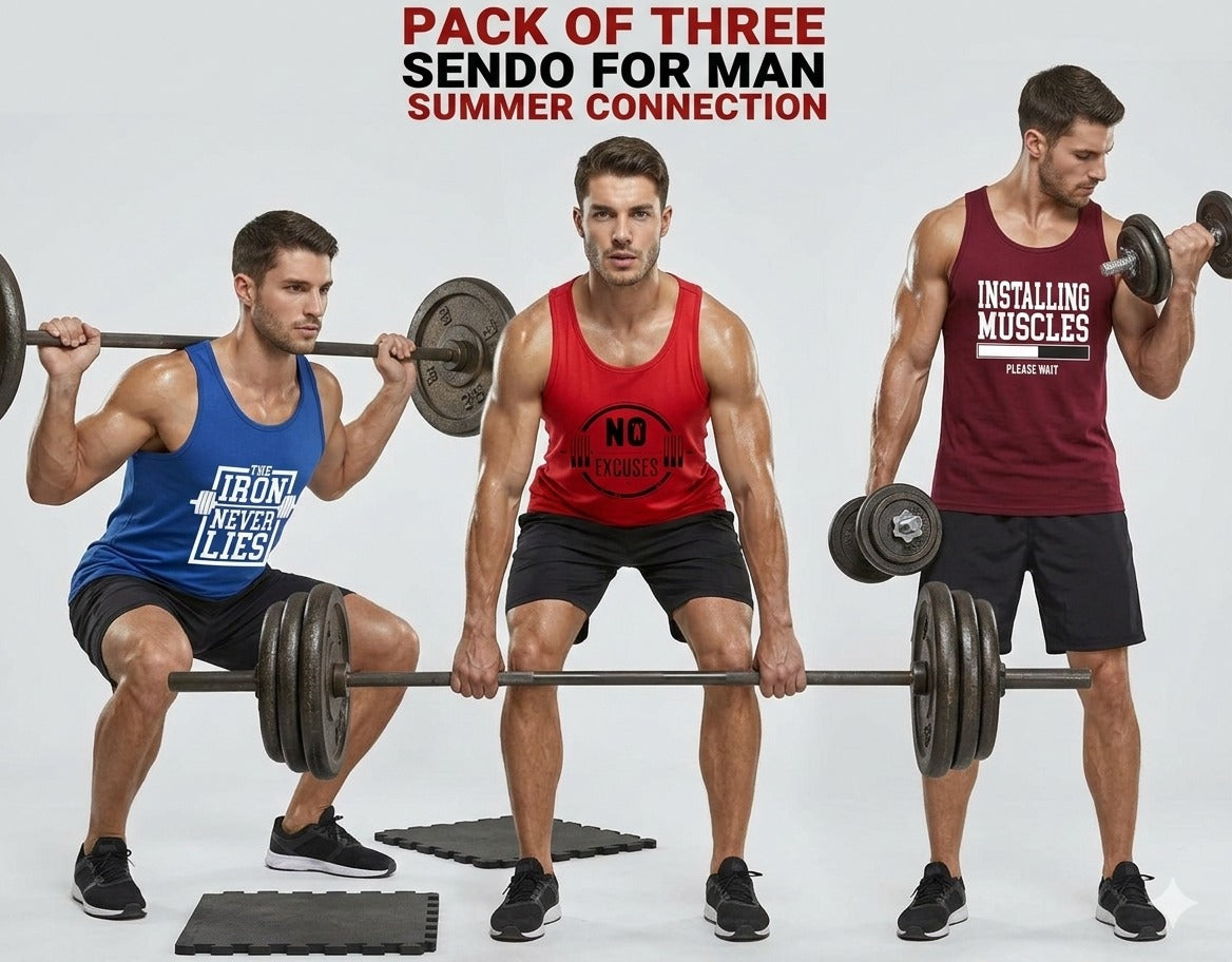 3 PCs of Men's Summer Cotton Sando Vest Sleeveless Tank Top Breathable Soft Lightweight Casual Gym Sports Innerwear Comfortable (Medium)
