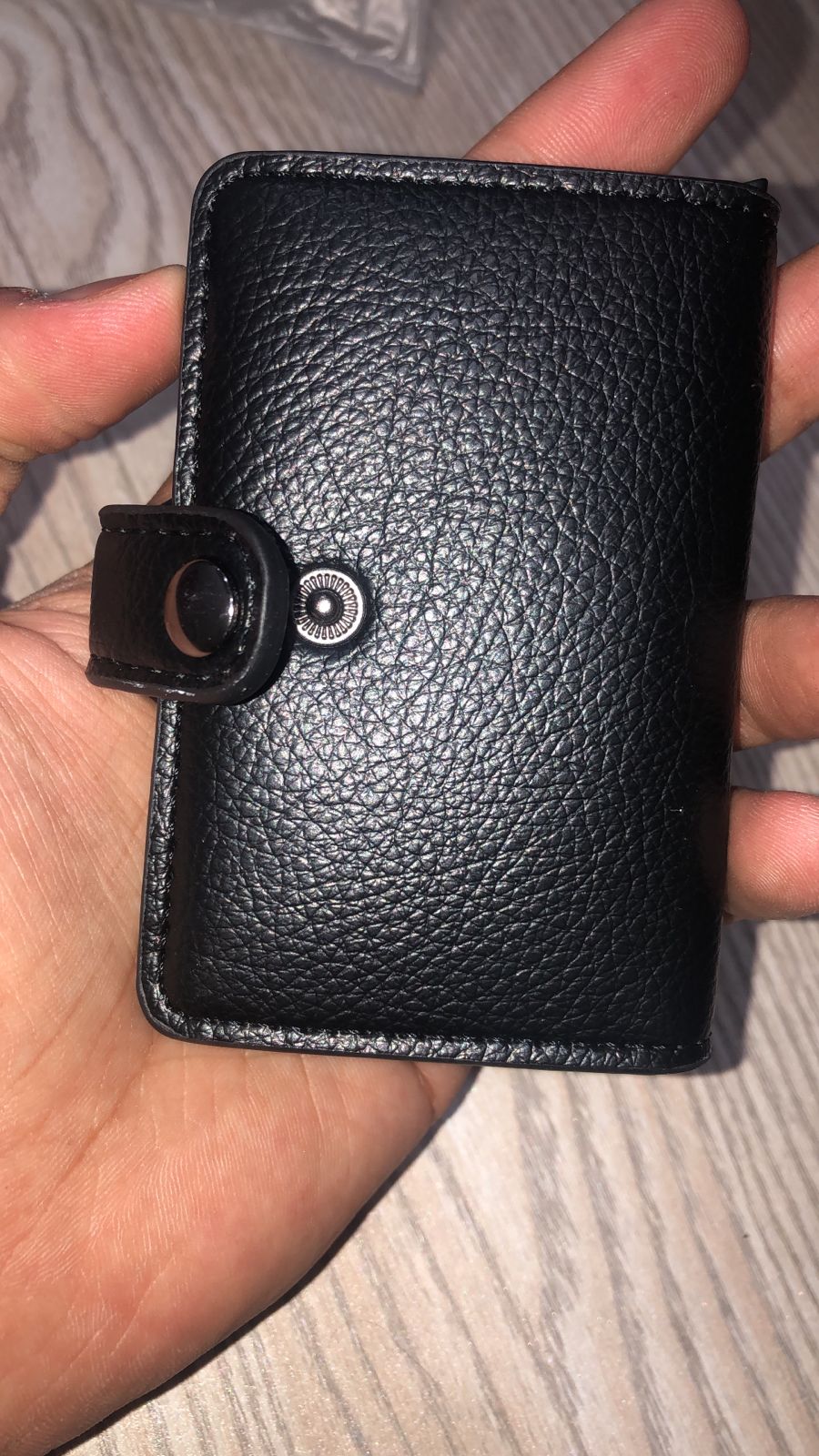 Slim Metallic Pop-Up Card Holder �Minimalist RFID Blocking Wallet with Leather Wrap (Black)