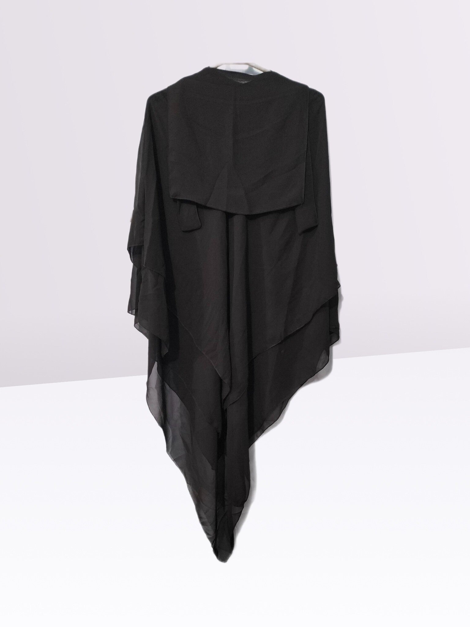 3 Layer Khimar Hijab Set with Niqab �Imported Chiffon 2 Piece Set | Free Size (Black)