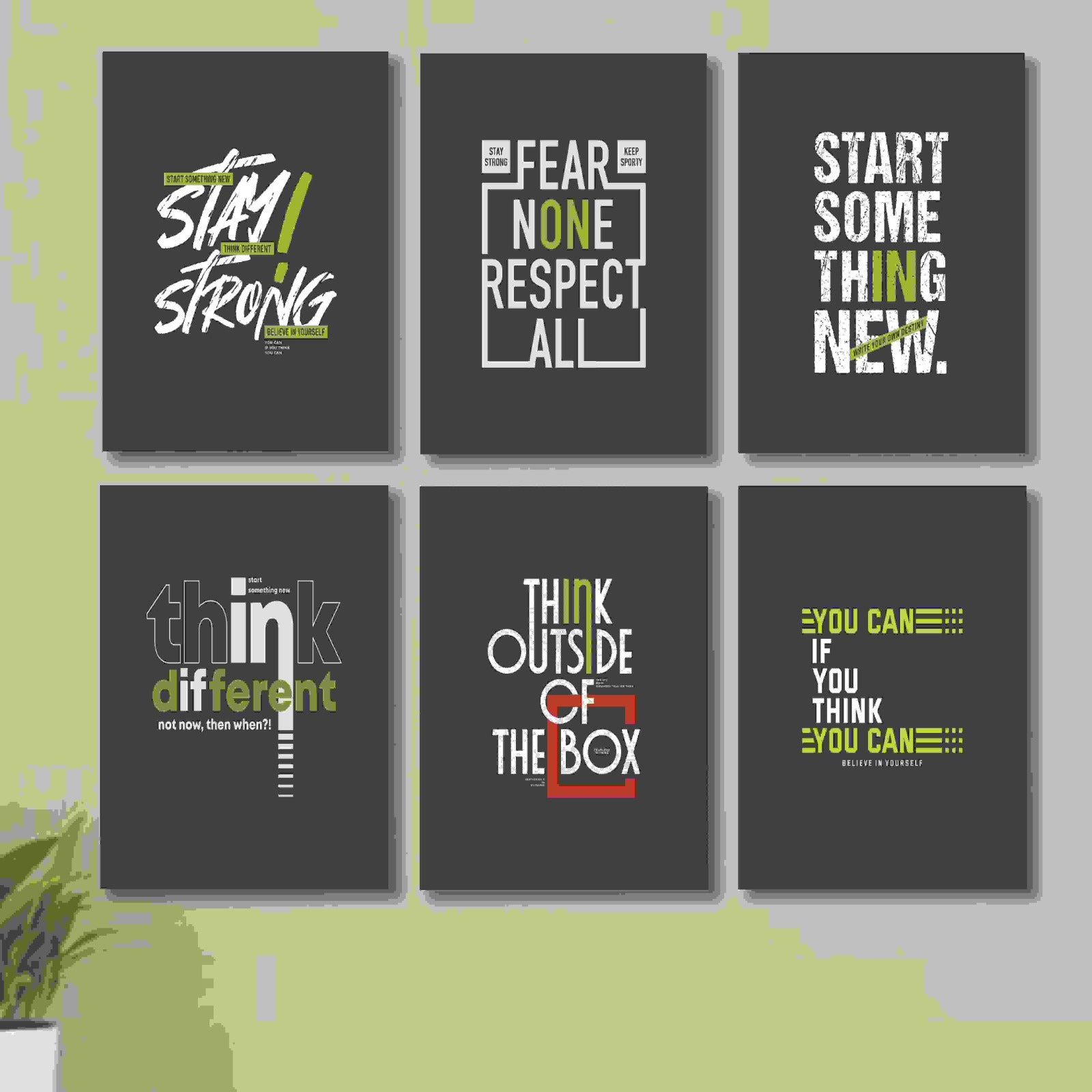 6 PC Motivational Quote Wall Decor Cardboard Phototiles Durable Elegant Stylish Inspiring And Unique Decorative - 8*11