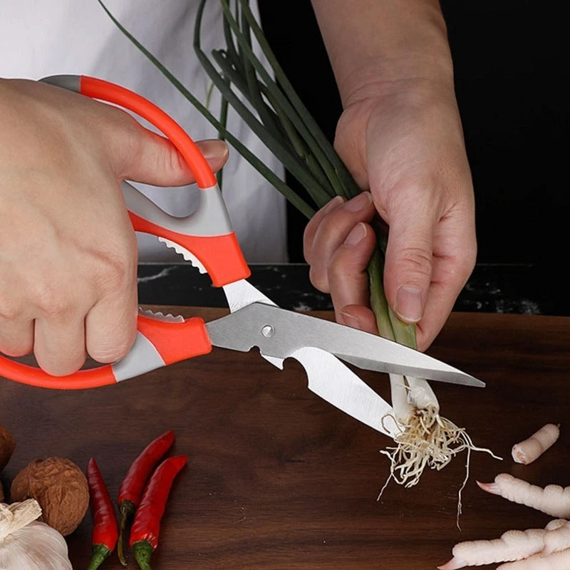 Kitchen Use Multipurpose Scissor Soft Grip Stainless Steel With Bottle Opener And Nut Cracker