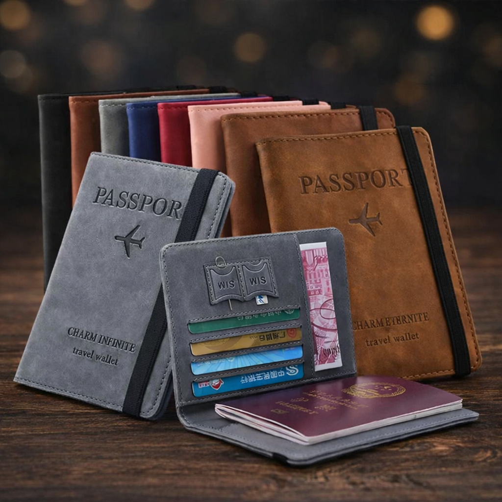 Premium Portable Passport Holder Pouch & Multi-Functional Travel Wallet - Size 6*4 inch  - Random color