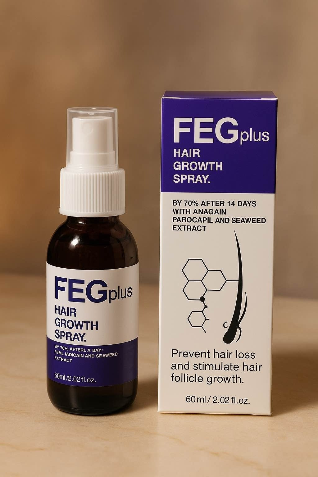 FEG PLUS Hair Growth Serum & Spray �50ml Advanced Formula for Men & Women, Stronger, Thicker Hair
