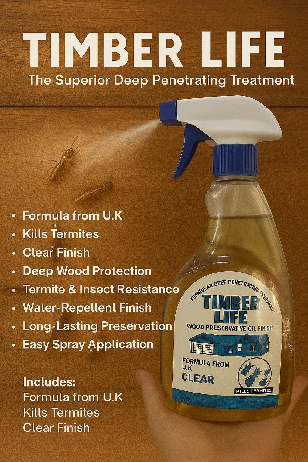 Wood Preservative Spray for Termites | Anti-Termite Protection for Furniture & Wooden Surfaces (500ML)