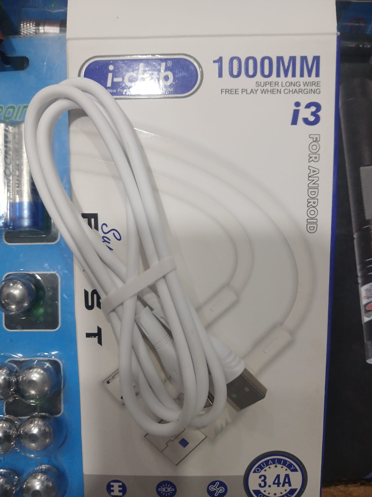 i-Club i3 3.4A Fast Charging Cable for Android 1M Durable USB Data Cable with Pure Copper Core