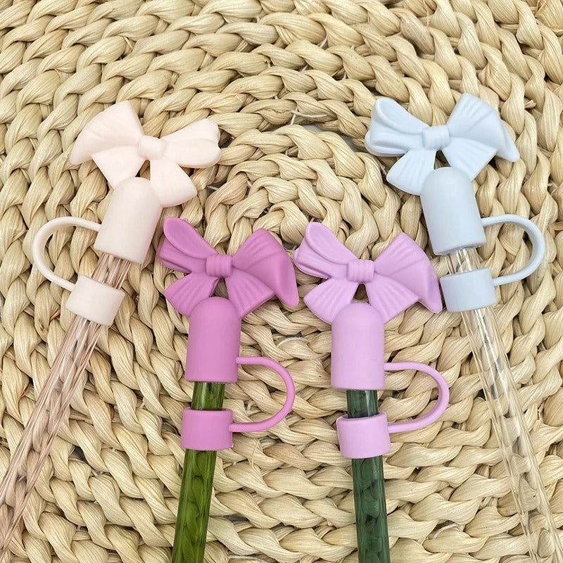 Buy 1 Get 1 Free �Silicone Straw Cover Cap for Stanley Cup | 10mm 3D Bow & Animal Straw Topper | Dust-Proof, Reusable Drinking Straw Tips