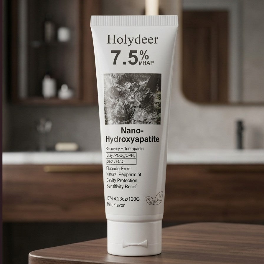 Holydeer 7.5% nHAP Nano-Hydroxyapatite Recovery Toothpaste | Fluoride-Free Enamel Strengthening & Sensitivity Relief | Mint Flavor (100g)