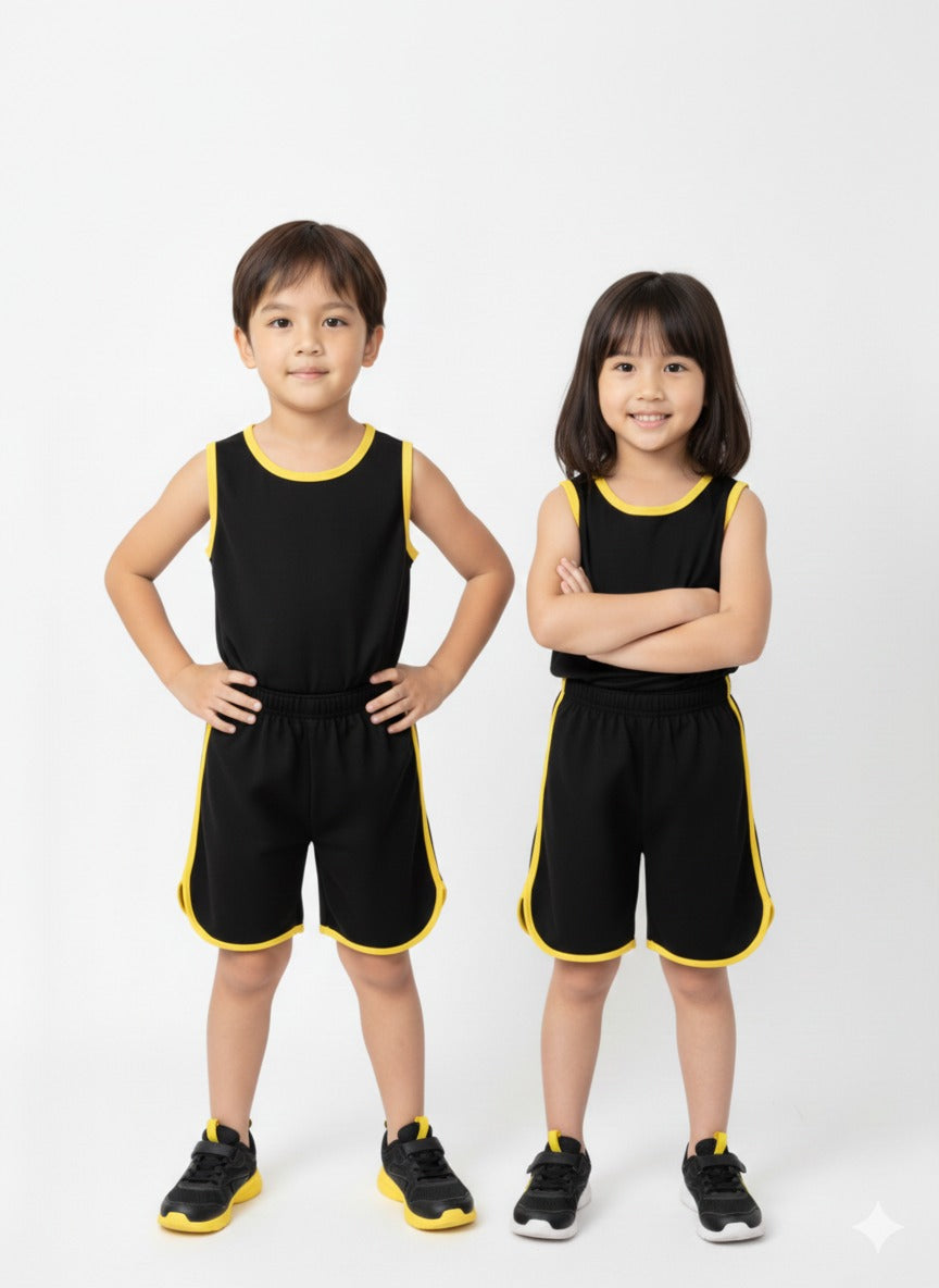 2 PCs Set Kids Cool Summer Sando Outfit �Lightweight Sleeveless Casual Wear for Boys & Girls, Soft Breathable Fabric (Medium)