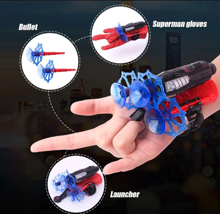 Spider Man Shooter Gloves Toy For Kids �Fun Role Play Web Launcher With Bullets And Launcher Set For Boys And Girls