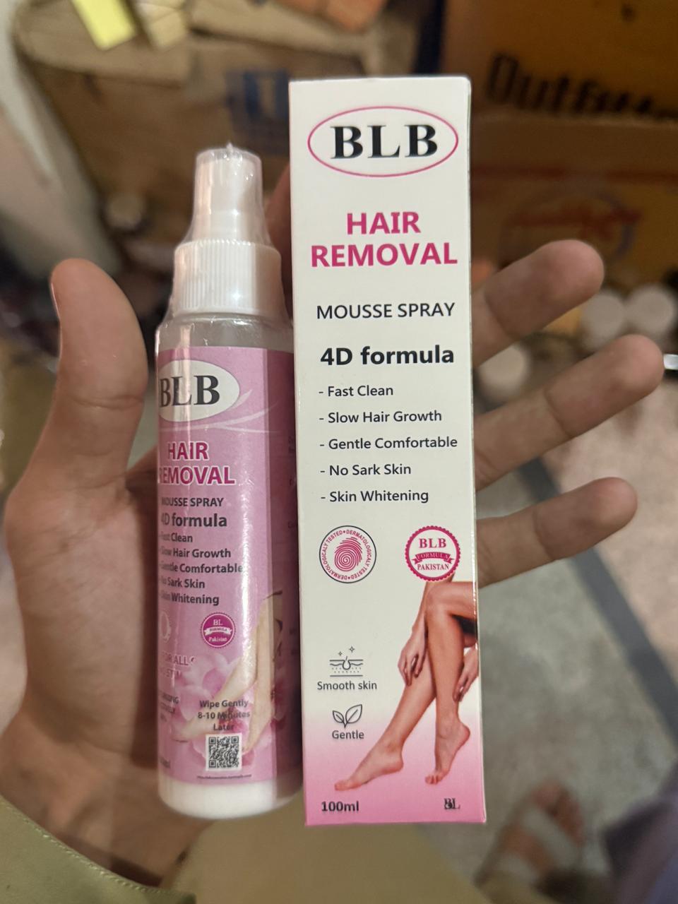 BLB Hair Removal Mousse Spray �4D Formula for Fast & Gentle Hair Removal (100ml)