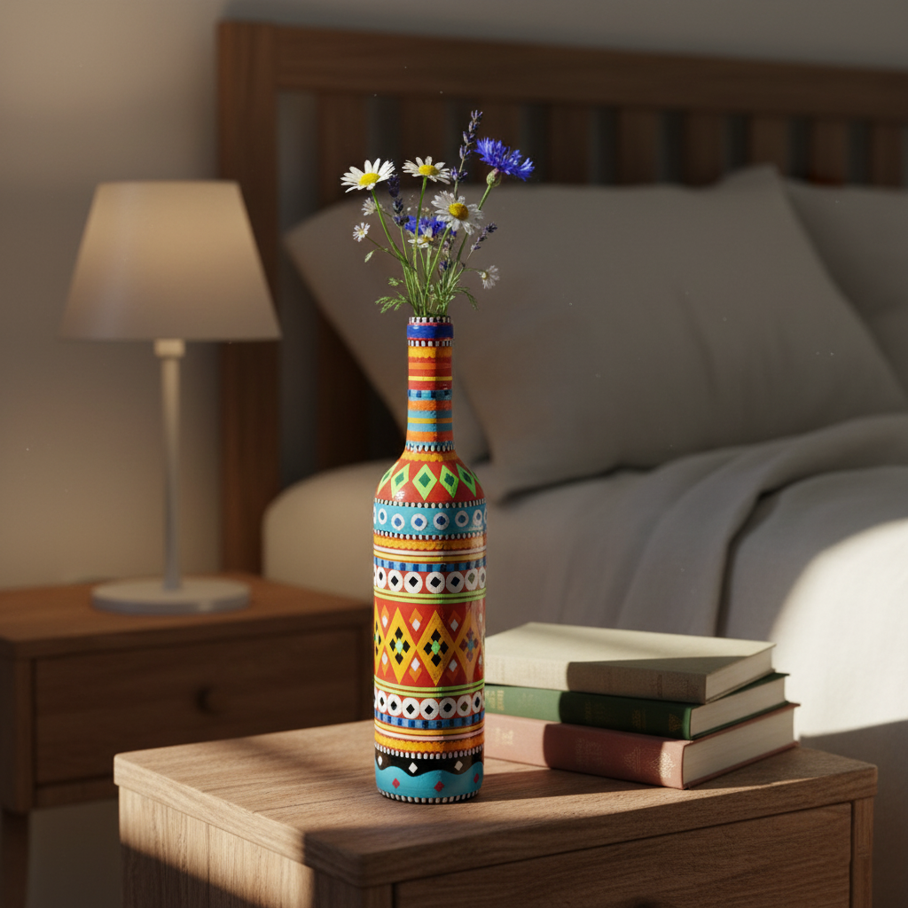 Traditional Truck Art Decorative Glass Bottle Vase – photo 5