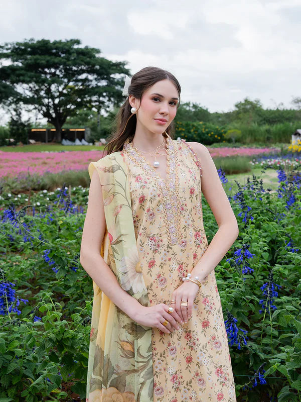 Izel Chikankari Embroidered Digital Printed Lawn 3 Piece Unstitched Suit